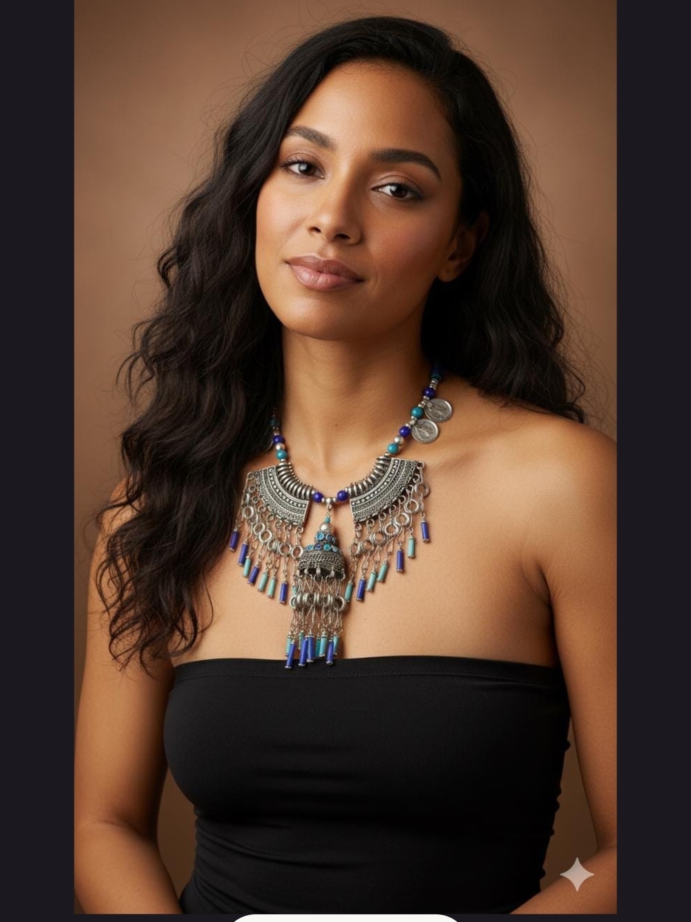 Coin Necklace – Oxidized Silver Plated Statement Piece Antique-Style